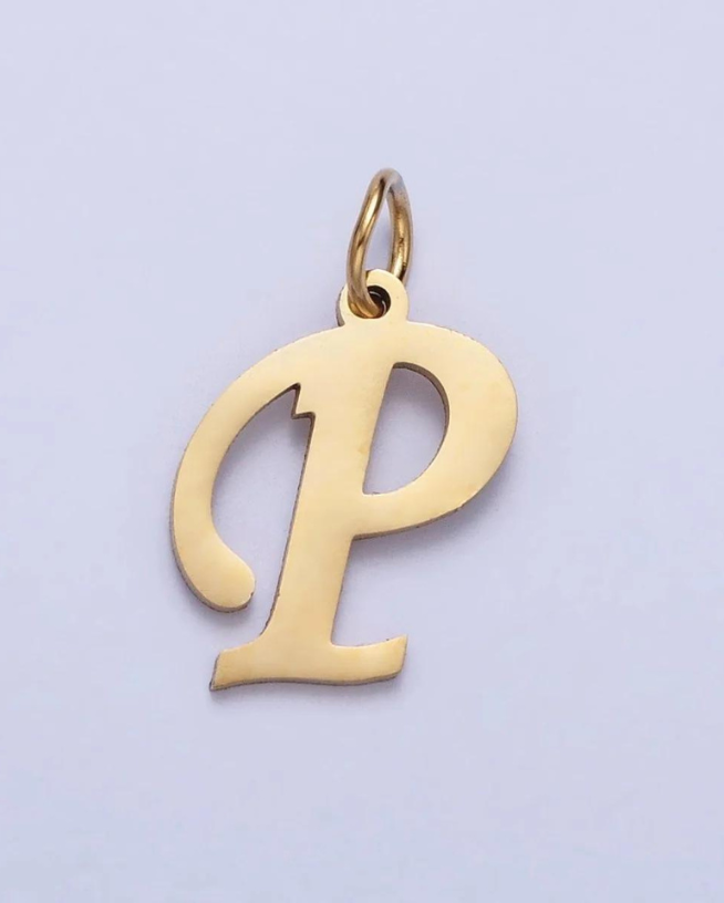 Gold Script Initial Charm