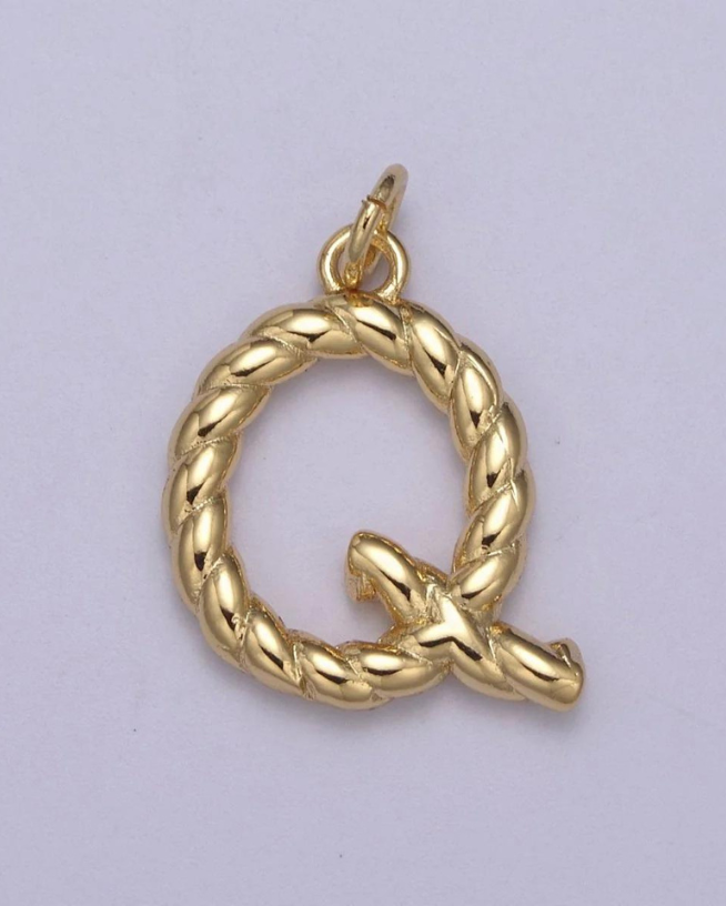 Gold Twisted Initial Charm