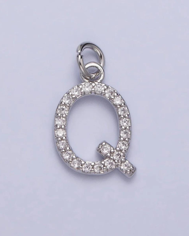 Silver CZ Initial Charm