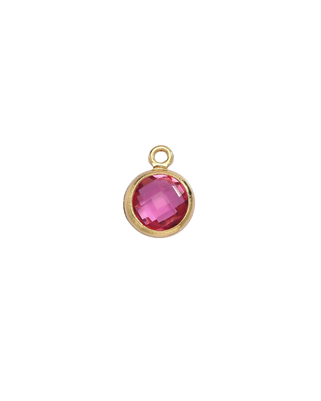 Gold Round Birthstone Charm