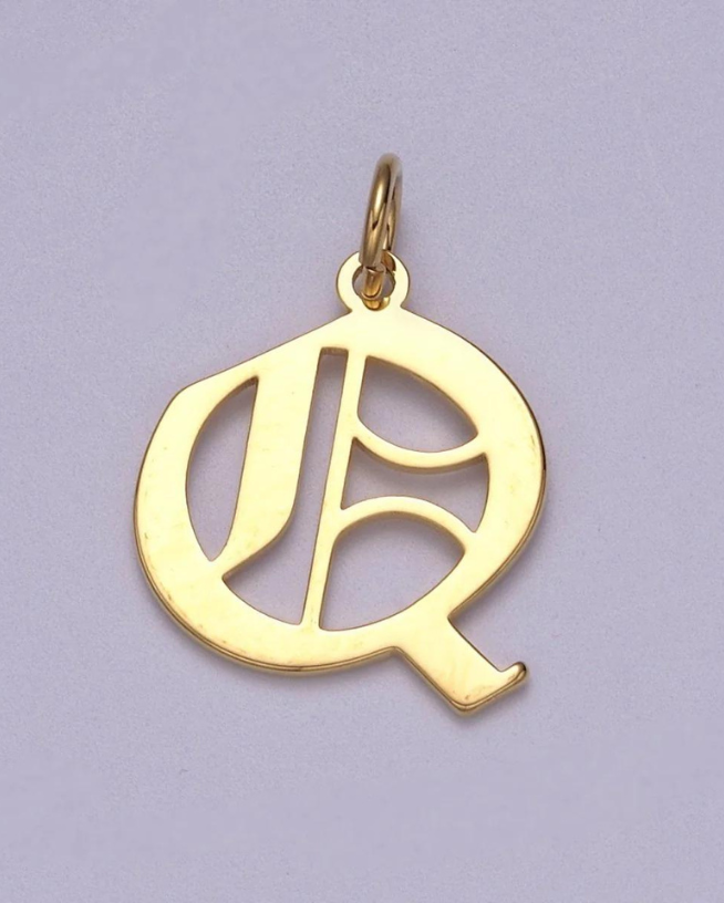 Gold Old English Initial Pendant