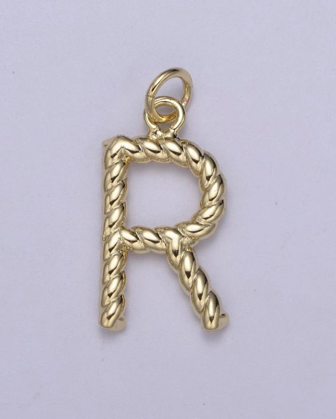 Gold Twisted Initial Charm