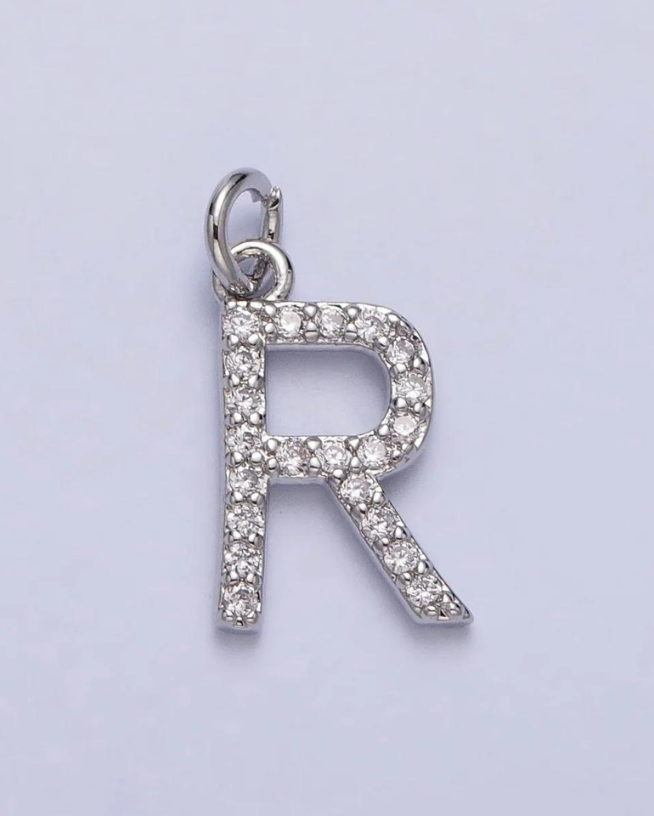 Silver CZ Initial Charm