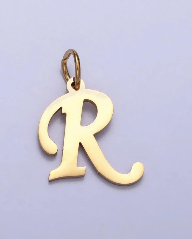 Gold Script Initial Charm