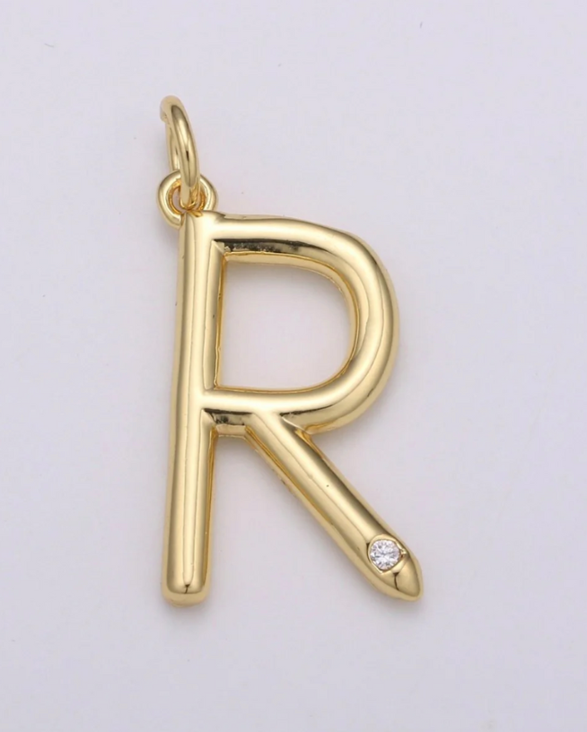 Gold Minimalist CZ Initial Charm