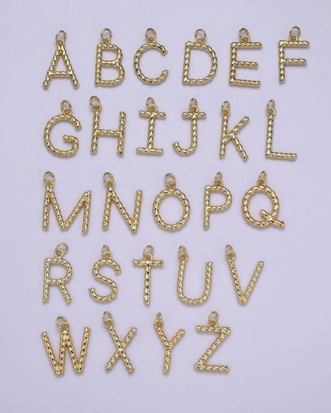 Gold Twisted Initial Charm