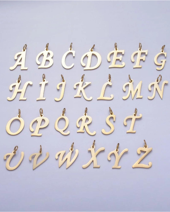Gold Script Initial Charm