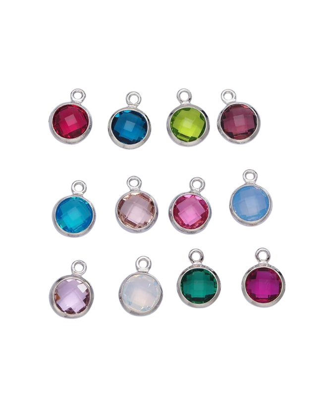 Silver Round Birthstone Charm