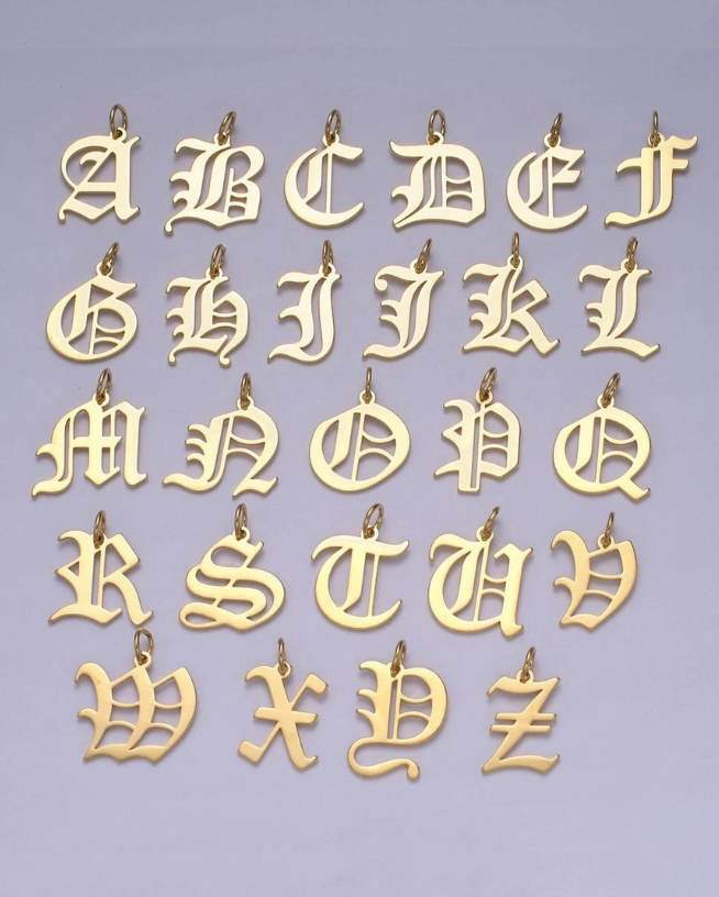 Gold Old English Initial Pendant