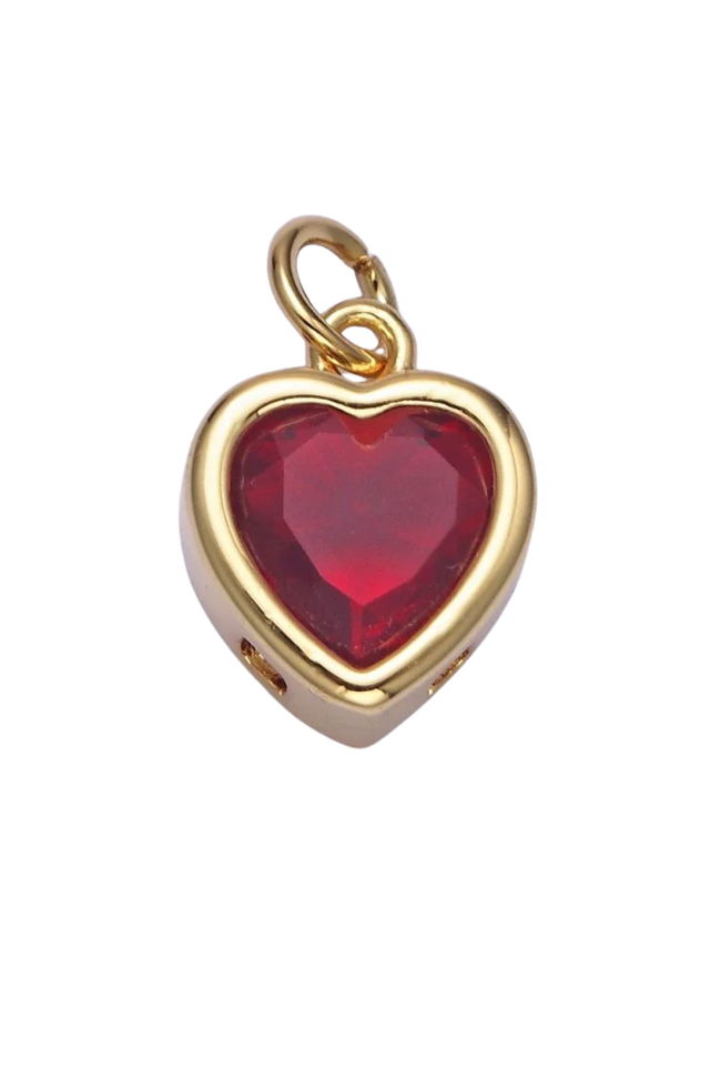 Gold Heart Birthstone Charm