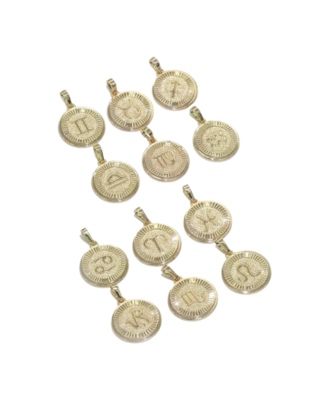 Gold Celestial Zodiac Coin Charm