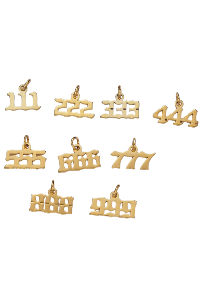 Old English Angel Number Charms