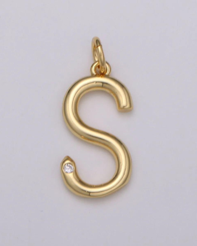 Gold Minimalist CZ Initial Charm