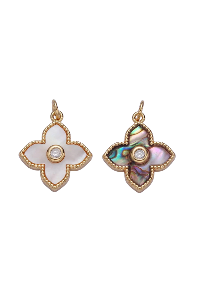 Shell CZ Clover Charm