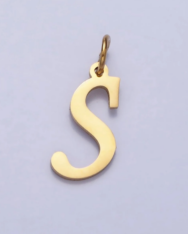 Gold Script Initial Charm