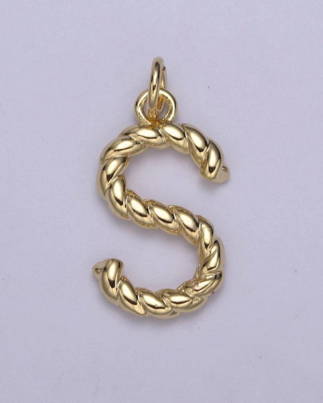 Gold Twisted Initial Charm