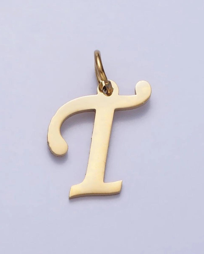 Gold Script Initial Charm