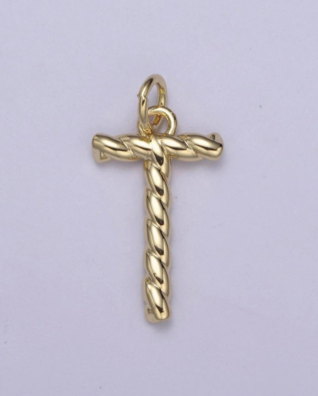 Gold Twisted Initial Charm