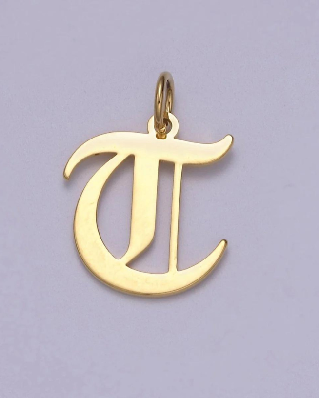 Gold Old English Initial Pendant
