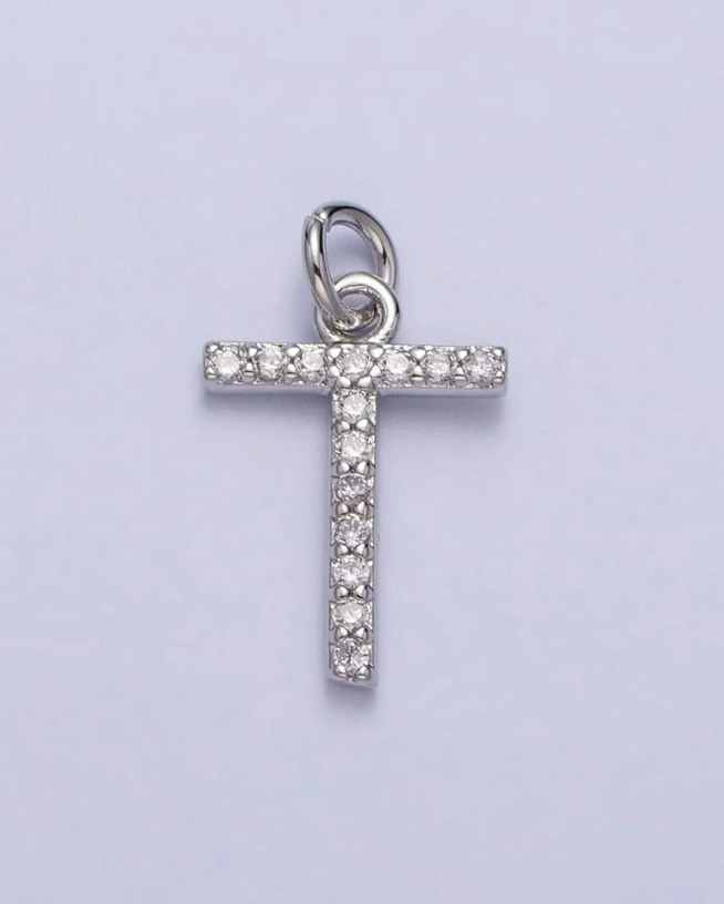 Silver CZ Initial Charm