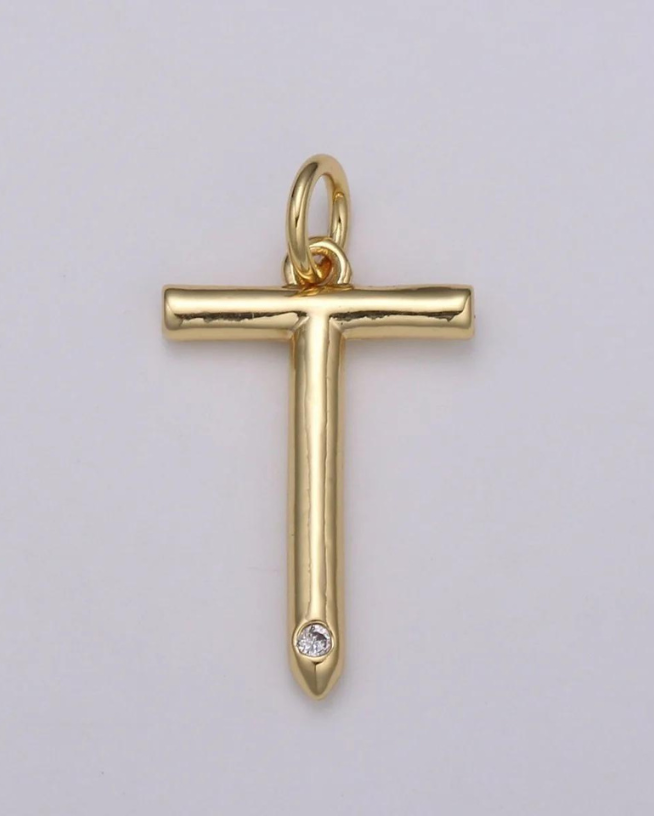 Gold Minimalist CZ Initial Charm