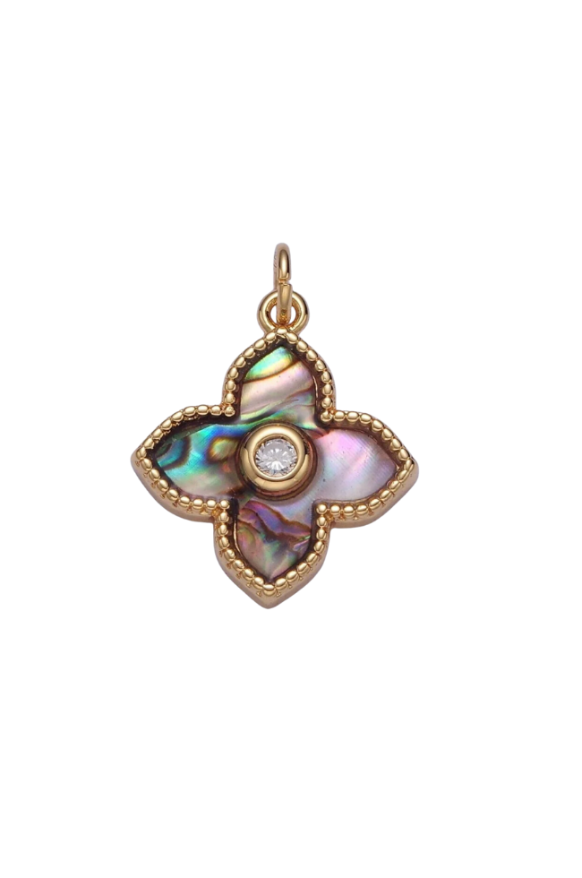 Shell CZ Clover Charm
