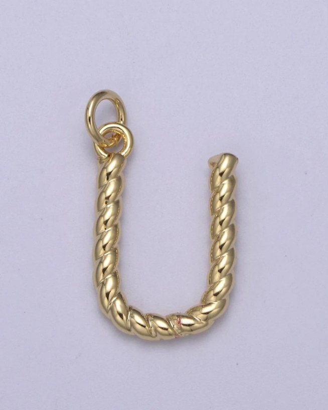 Gold Twisted Initial Charm