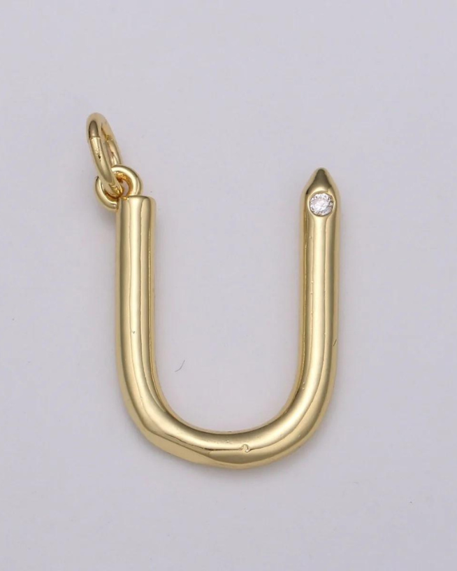 Gold Minimalist CZ Initial Charm