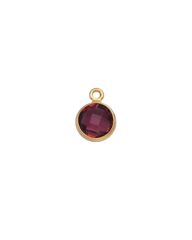 Gold Round Birthstone Charm