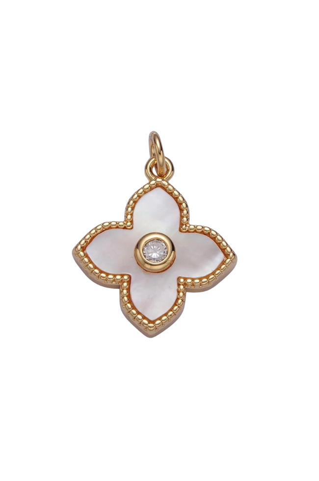 Shell CZ Clover Charm