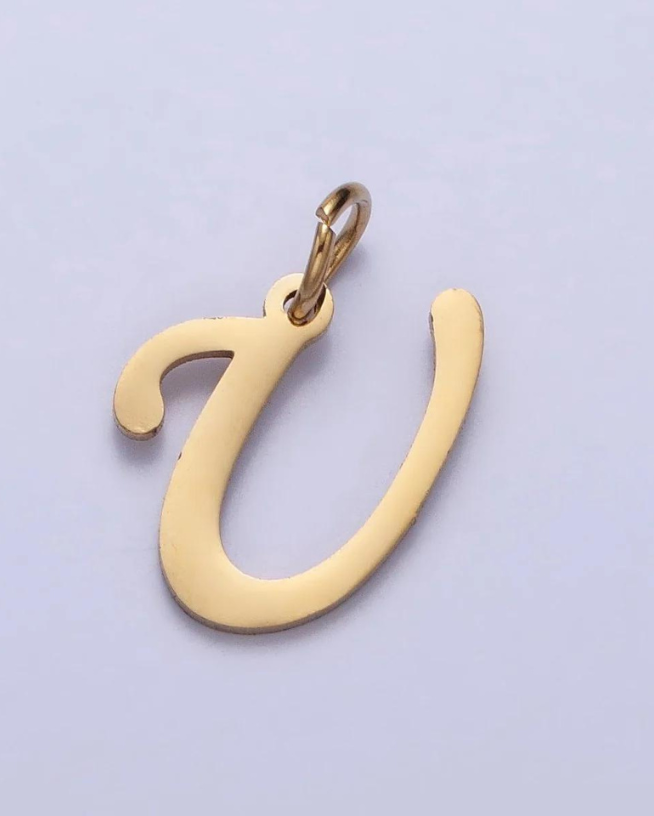 Gold Script Initial Charm