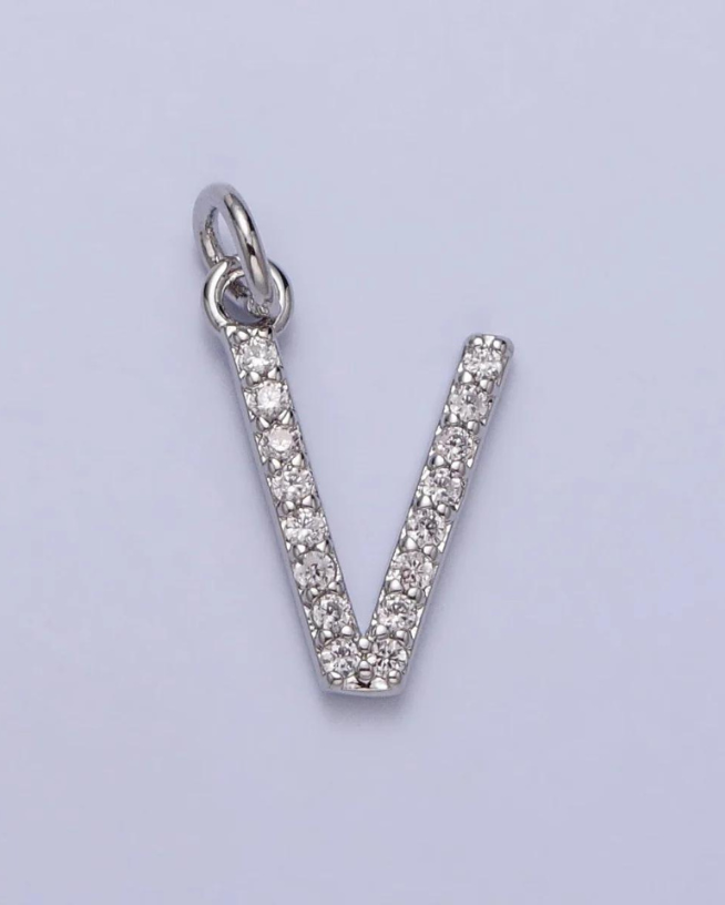 Silver CZ Initial Charm