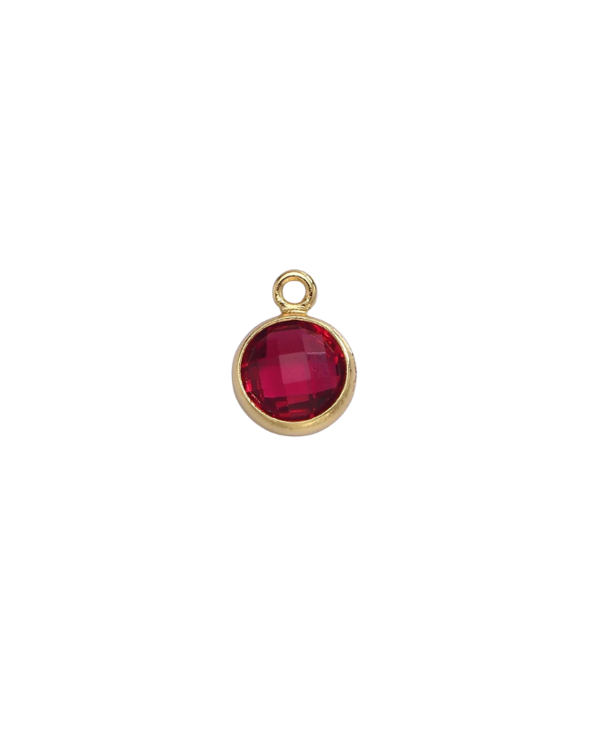 Gold Round Birthstone Charm