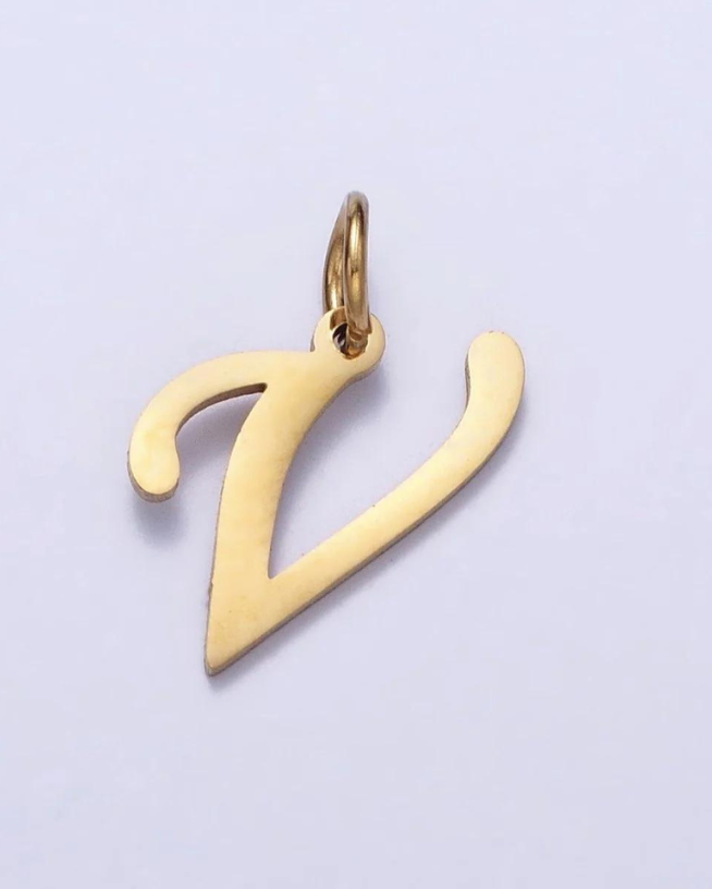 Gold Script Initial Charm