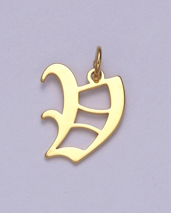 Gold Old English Initial Pendant