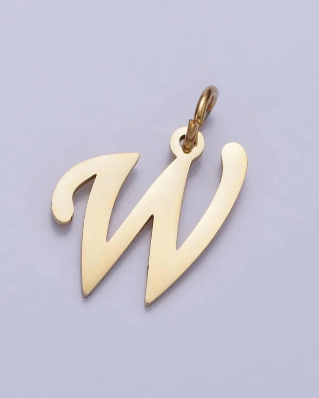 Gold Script Initial Charm