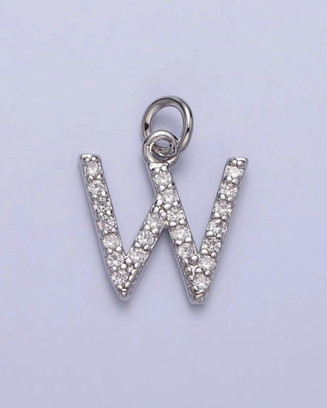 Silver CZ Initial Charm