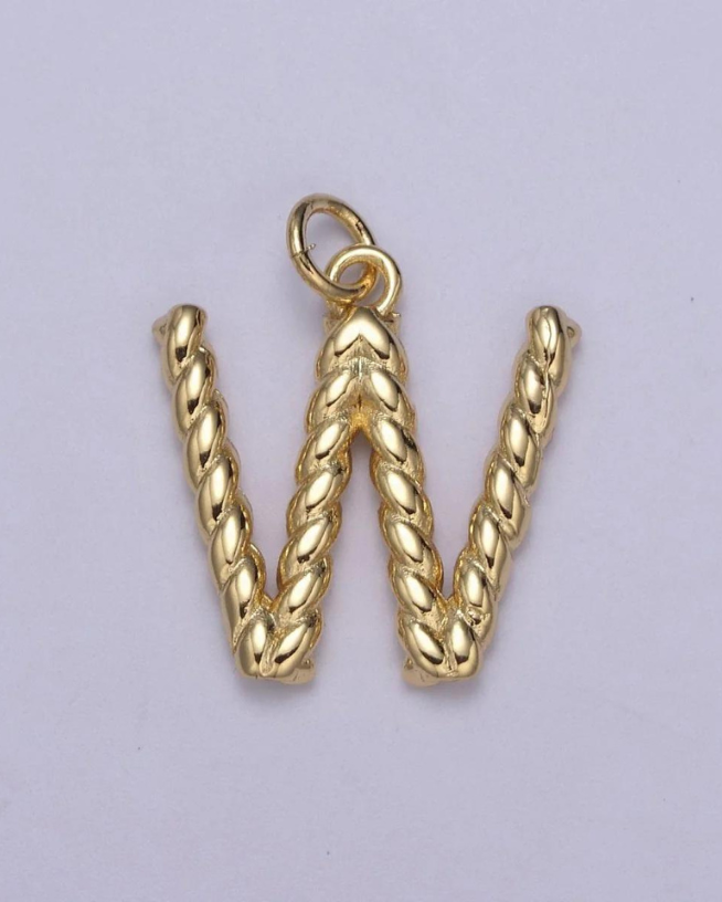 Gold Twisted Initial Charm