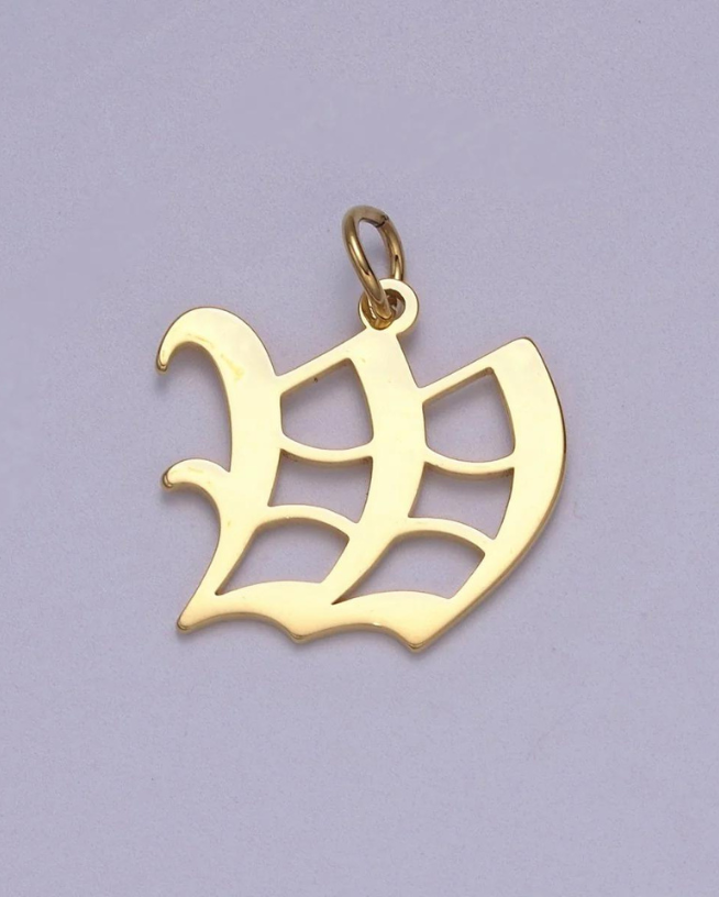Gold Old English Initial Pendant
