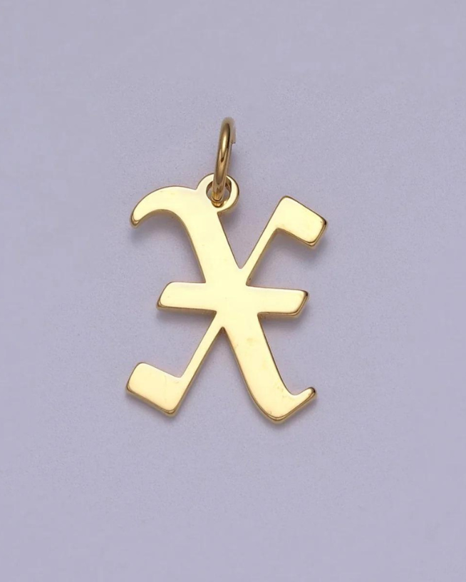 Gold Old English Initial Pendant