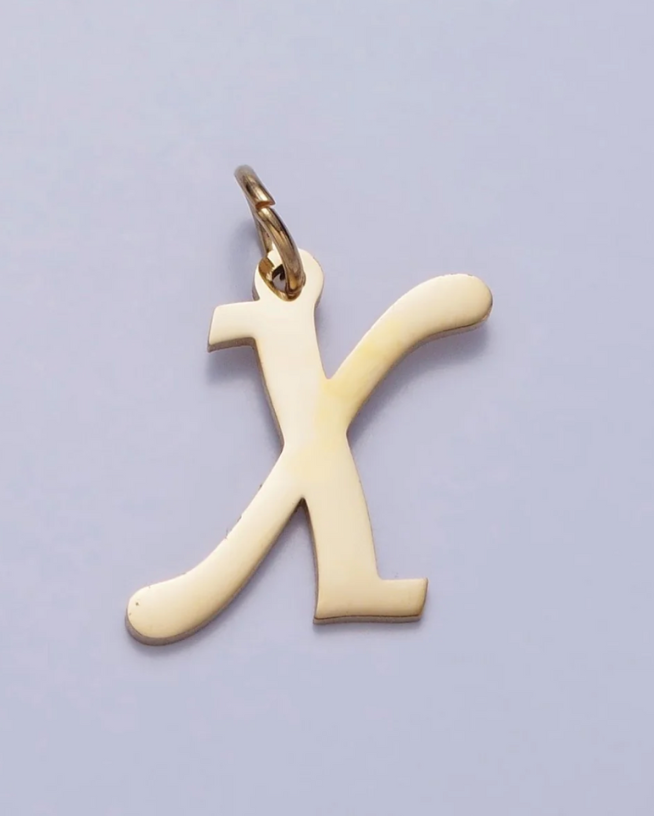 Gold Script Initial Charm