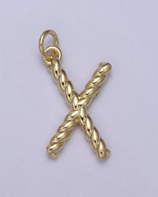 Gold Twisted Initial Charm