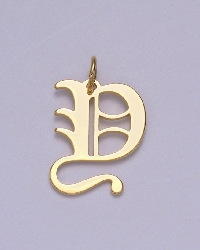 Gold Old English Initial Pendant