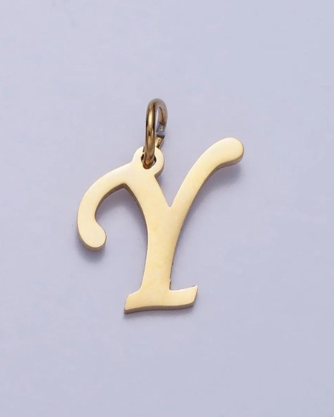 Gold Script Initial Charm