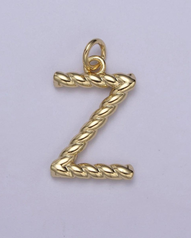 Gold Twisted Initial Charm