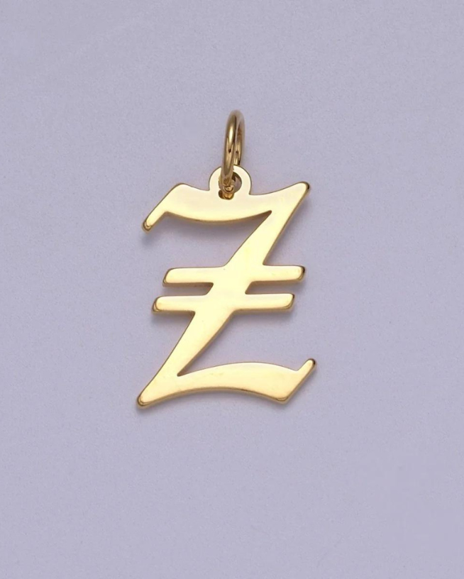 Gold Old English Initial Pendant