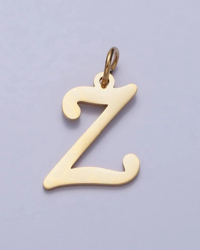 Gold Script Initial Charm