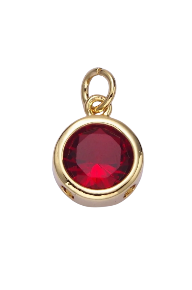 Gold Circle Birthstone Charm
