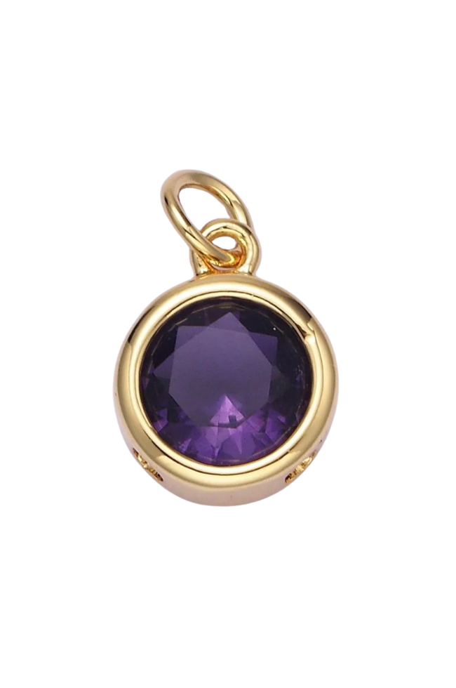 Gold Circle Birthstone Charm