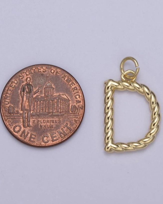Gold Twisted Initial Charm